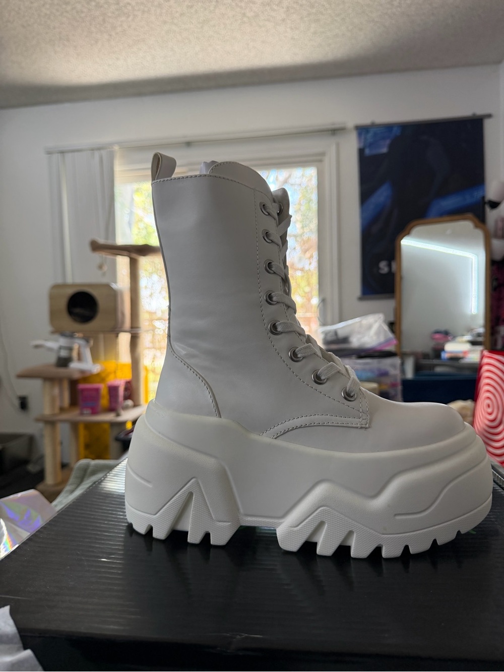 Dolls Kill White Platform Lug Combat Boots